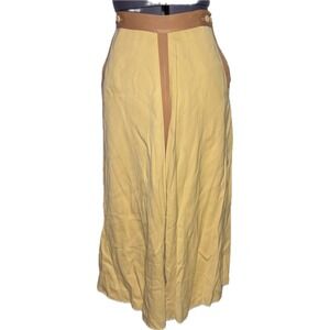 Vintage 1940s Two Tone High Waist Midi Skirt W25 H38 Yellow Tan DAMAGED



 XS